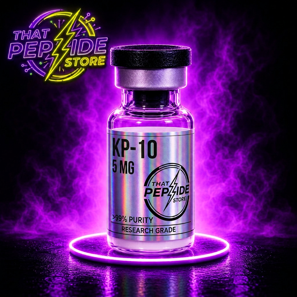 KissPeptin-10 5mg research peptide vial — lyophilized powder, ≥99% HPLC purity, third-party COA available. For research use only.