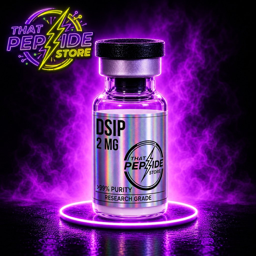 DSIP 2mg research peptide vial — lyophilized powder, ≥99% HPLC purity, third-party COA available. For research use only.